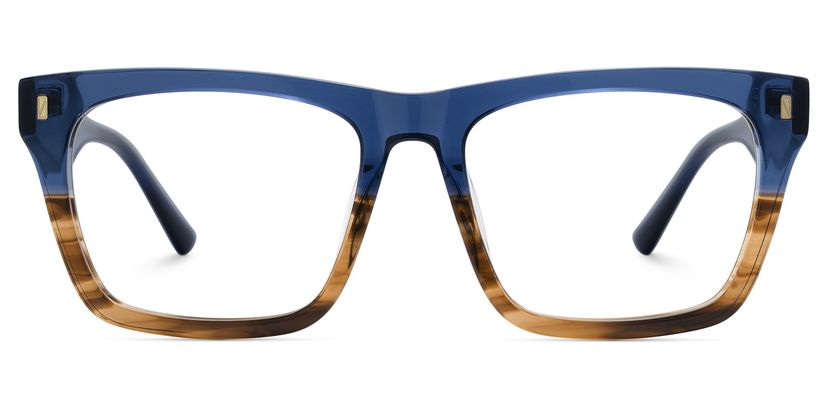 Brookins Blue Brown Rectangle Glasses