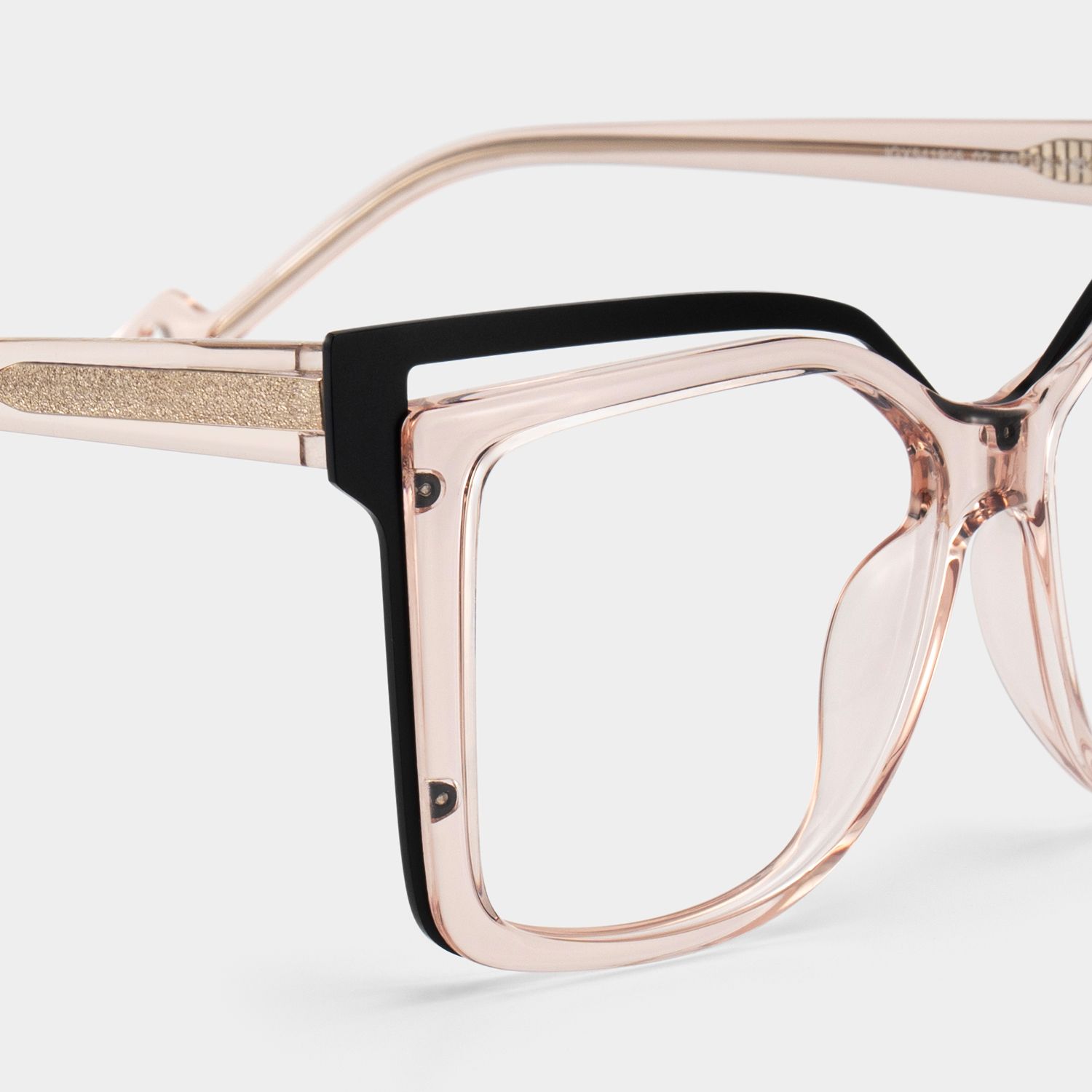 Twolla Square Beige Glasses and Black Edge Frame4