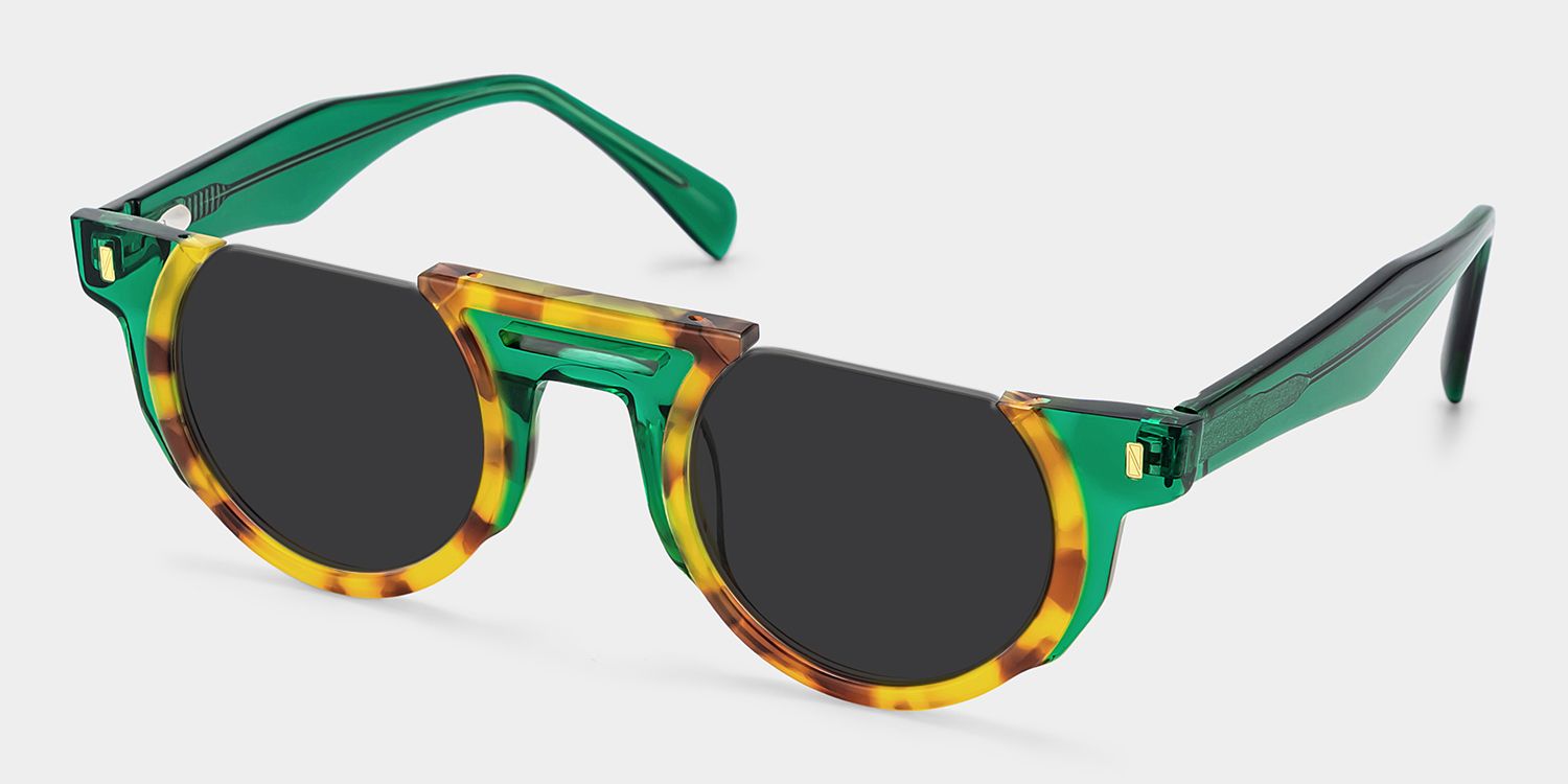 Mastin Round Sunglasses with Acetate Tortoise Frames | ZEELOOL CA2