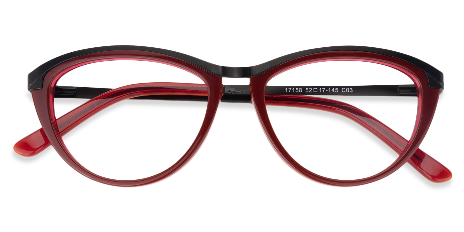 Cat Eye Dark Red Glasses | Zeelool Glasses1