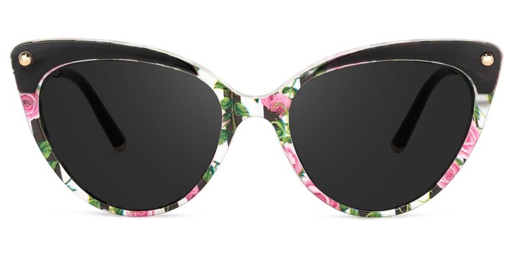 Alivia Cat Eye Pink-Green-Floral Sunglasses
