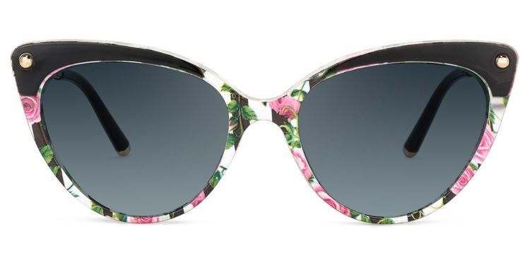 Alivia Cat Eye Pink-Green-Floral Sunglasses