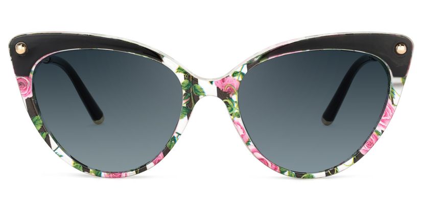Alivia Cat Eye Pink-Green-Floral Sunglasses