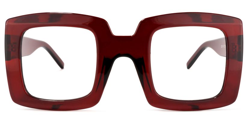 Quincey Square Dark-Red Glasses