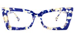 Newell Blue-Floral Rectangle Glasses0