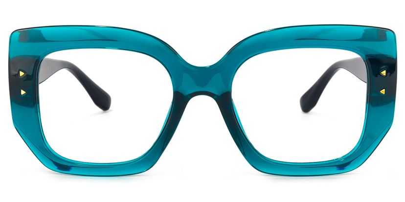 Sienna Square Peacock-Blue Glasses