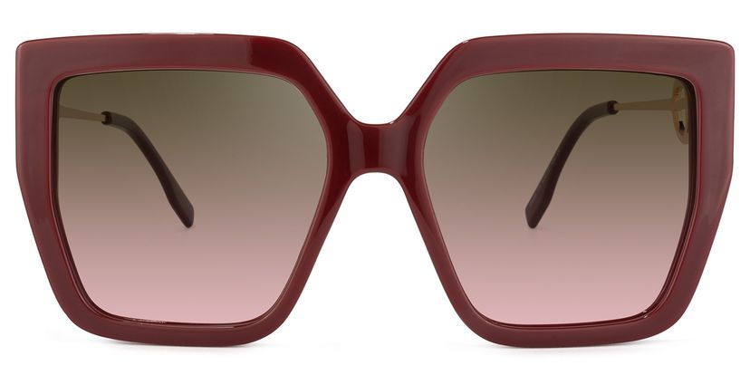 Teagan Square Dark-Red Sunglasses