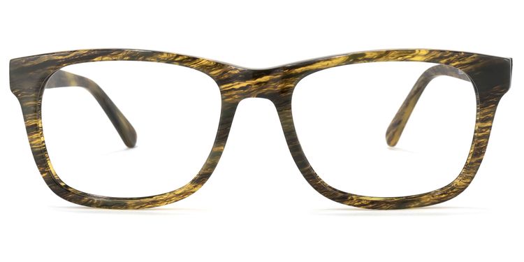 Wyatt Rectangle Yellow-Wood Glasses