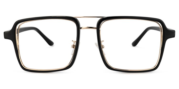 Nellie Aviator Black-Gold Glasses