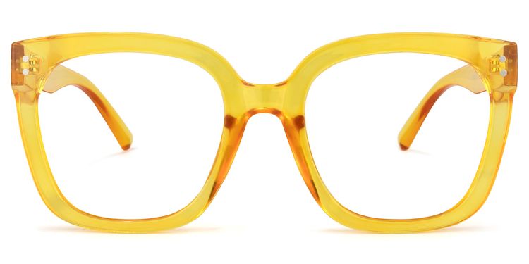 Ebony Square Earthy-Yellow Glasses