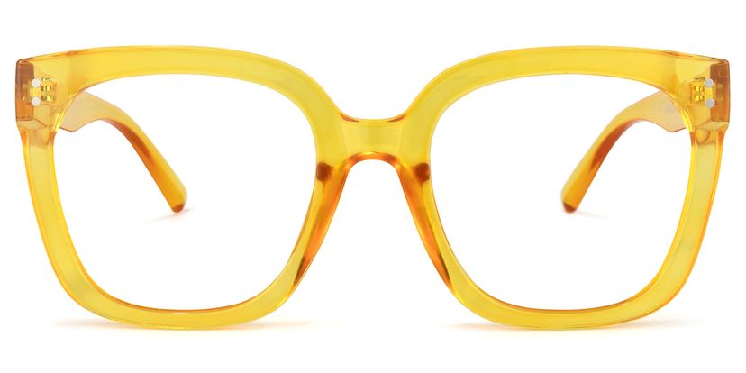 Ebony Square Earthy-Yellow Glasses