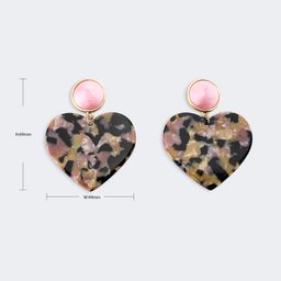 Vintage Heart Shape Black-Pink Floral Earrings3