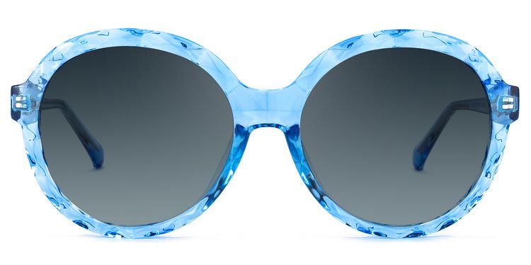 Lila Round Light-Blue Sunglasses