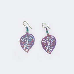 Stylish Leaf Shape Purple Earrings1