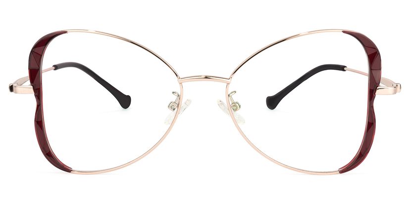 Edith Geometric Dark-Red Glasses