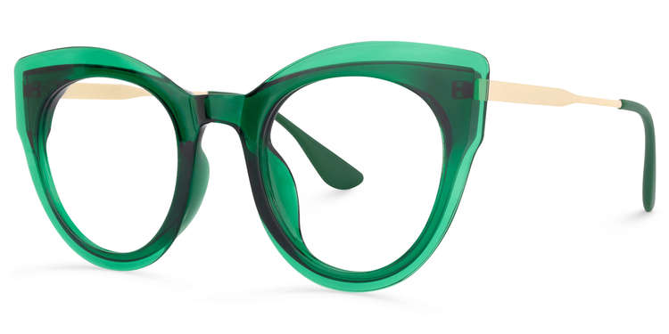 Demetrius Cat Eye Dark-Green Glasses