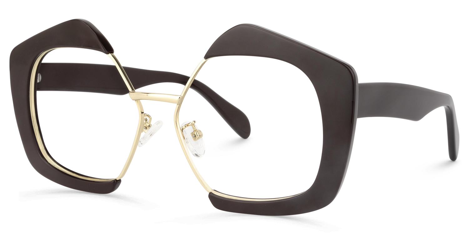 Geometric Brown Glasses | Zeelool Eyeglass Frames1