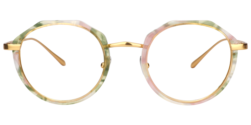 Erin Geometric Pink&Green Glasses
