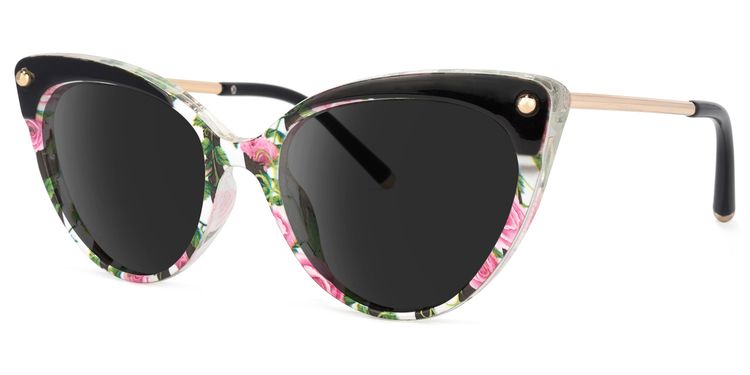 Alivia Cat Eye Pink-Green-Floral Sunglasses