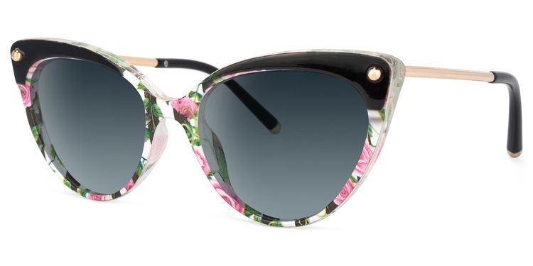 Alivia Cat Eye Pink-Green-Floral Sunglasses