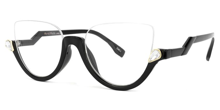 Felicia Cat Eye Black Glasses (Z-shaped Arms)