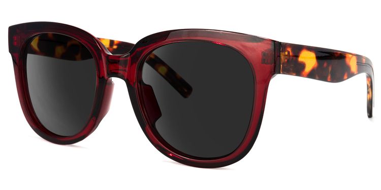Harrell Square Dark-Red Sunglasses