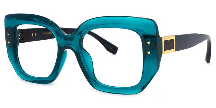 Sienna Square Peacock-Blue Glasses