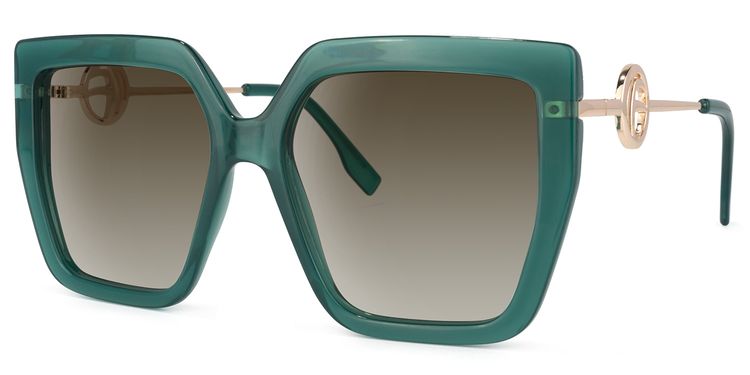 Teagan Square Green Sunglasses
