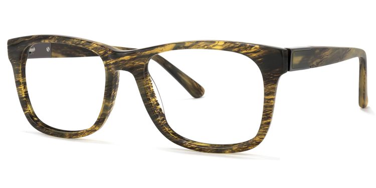 Wyatt Rectangle Yellow-Wood Glasses