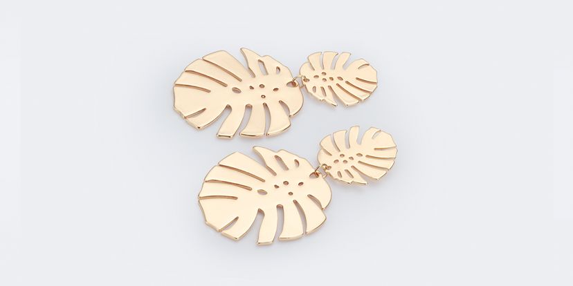 Vintage Glossy Maple-leaf Shaped Gold Earrings