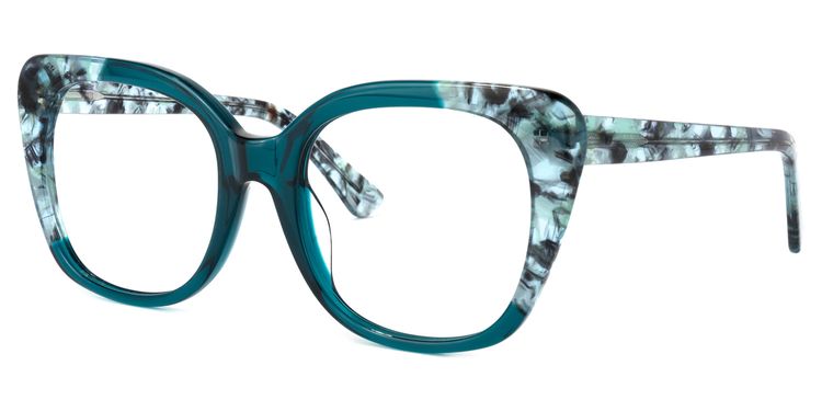 Yanira Square Peacock-Blue Glasses