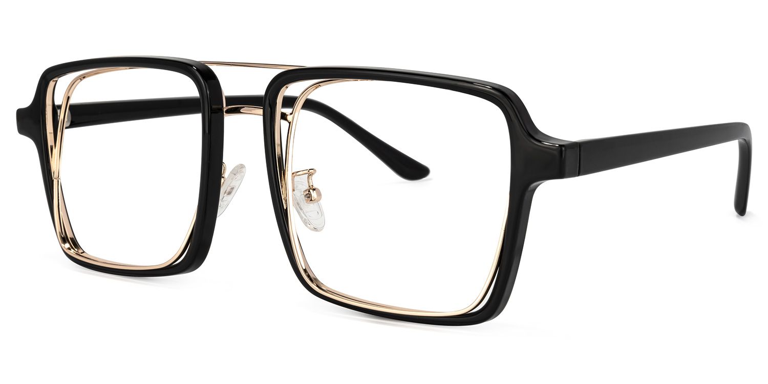 Aviator Black-Gold Glasses | Zeelool Eyewear1