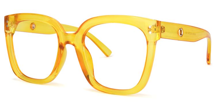 Ebony Square Earthy-Yellow Glasses
