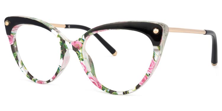 Alivia Cat Eye Pink-Green-Floral Glasses
