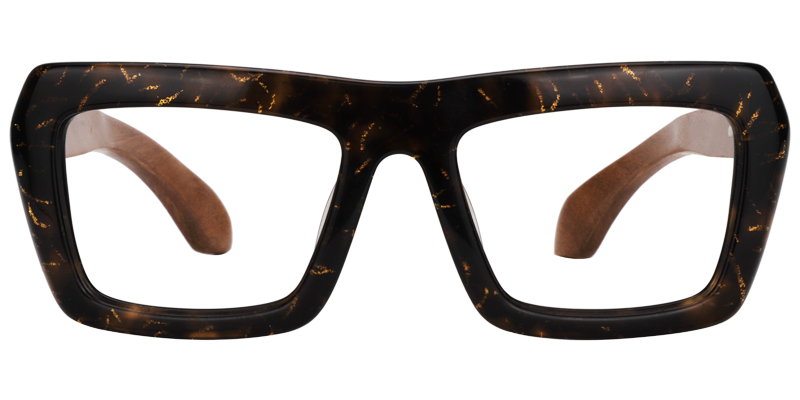 Roger Rectangle Black-Gold Glasses