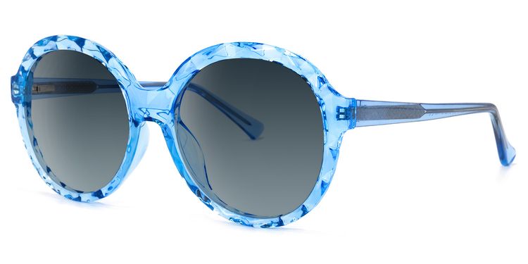 Lila Round Light-Blue Sunglasses