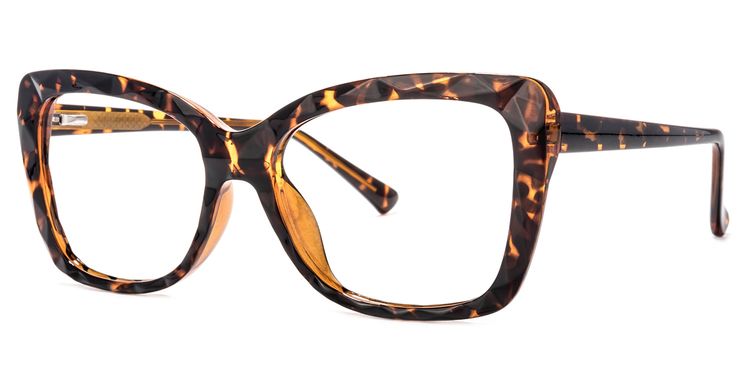 Edna Yellow-Tortoise Rectangle Glasses