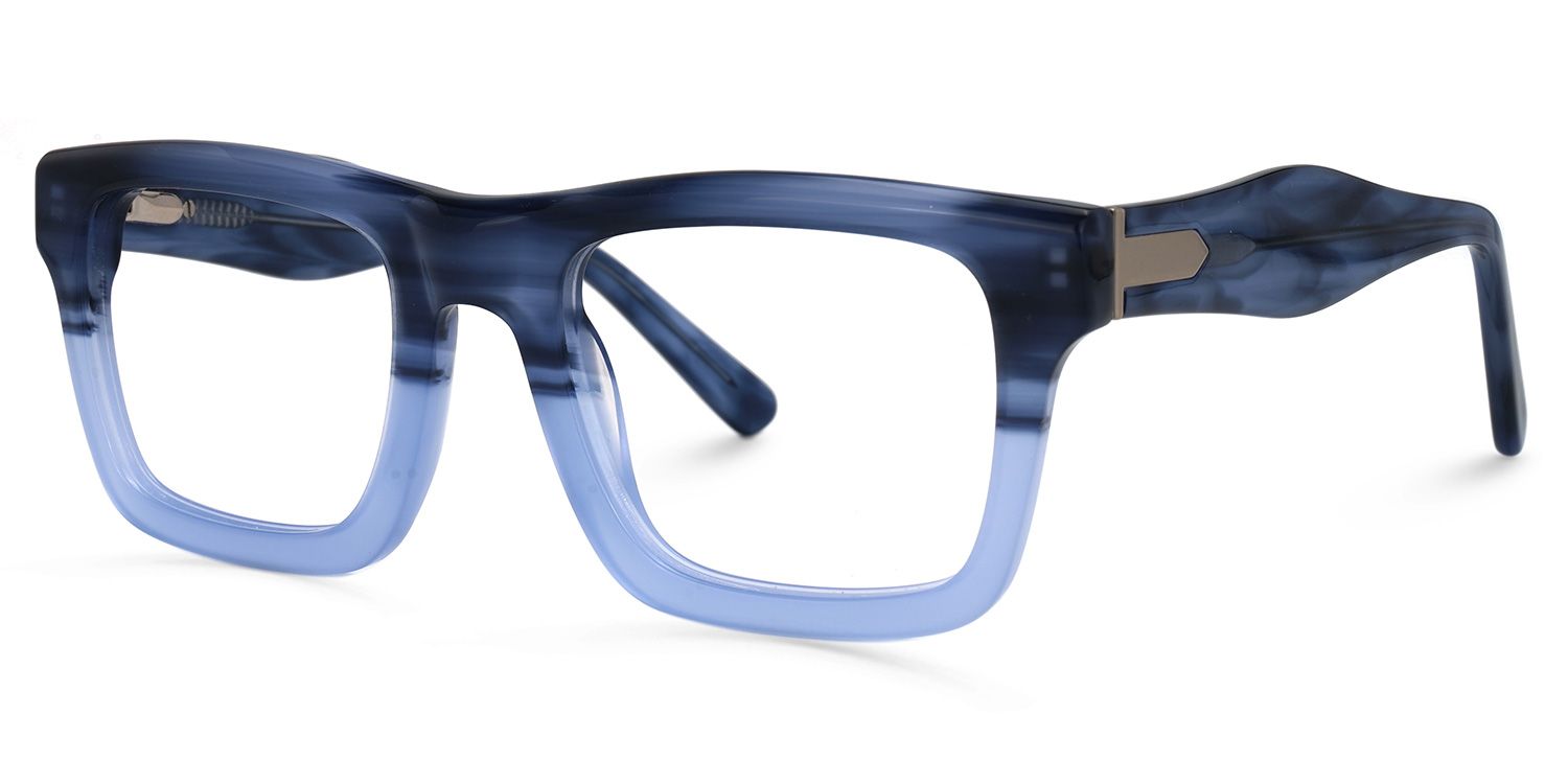 Rectangle Light Blue Glasses1
