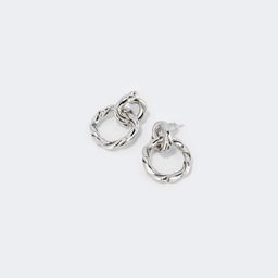 Stylish Silver Two Circles Earrings0