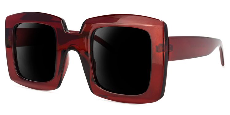 Quincey Square Dark-Red Glasses