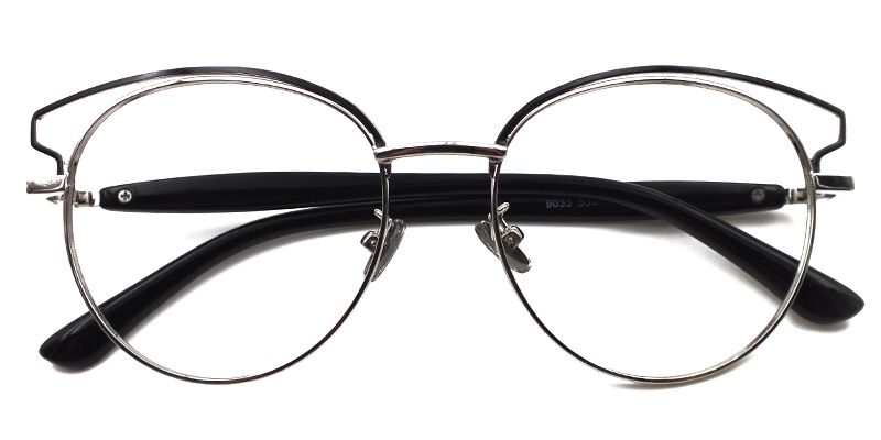Cateye Black/Silver Glasses | Zeelool Glasses1