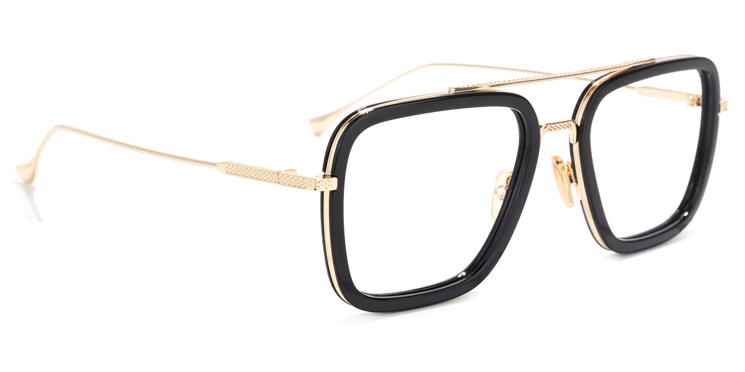Aviator Black-Gold Glasses | Zeelool Eyeglasses Online1