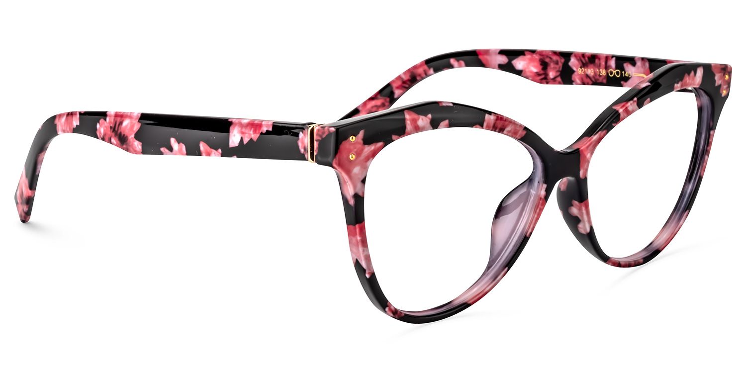 Cateye Pink Floral Glasses | Zeelool Glasses2
