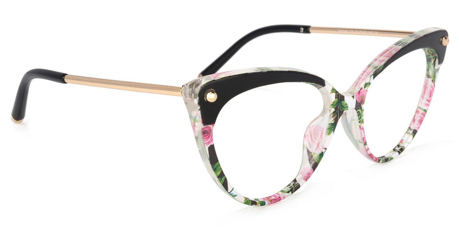 Cat Eye Pink-Floral Glasses | Zeelool Eyeglasses4