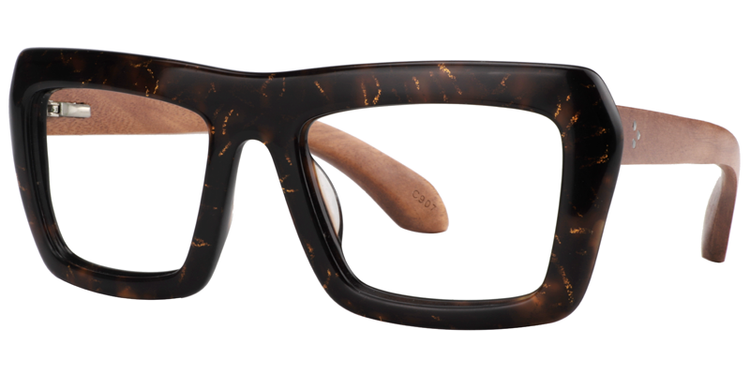 Roger Rectangle Black-Gold Glasses