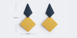 Stylish Geometric Diamond Shaped Blue-Yellow Earrings3