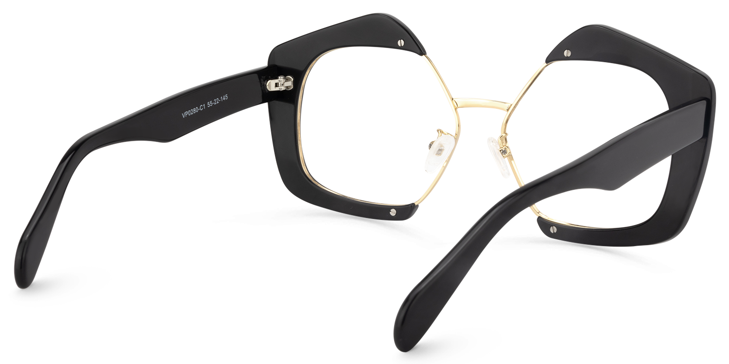 Geometric Black Glasses | Zeelool Eyeglass Frames4