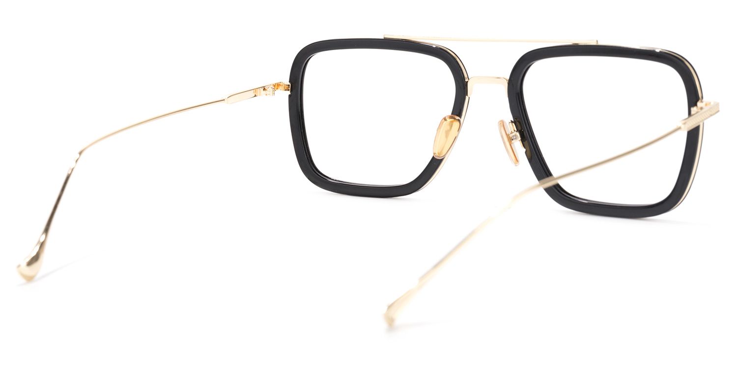 Gifford Aviator Black Frame Glasses with Gold Trim4
