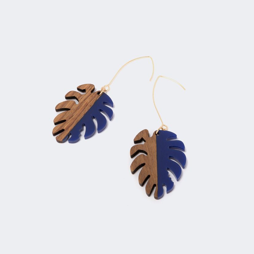 Stylish Leaf Shape Wood Earrings