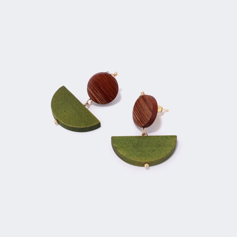 Stylish Semicircle Wood Earrings 